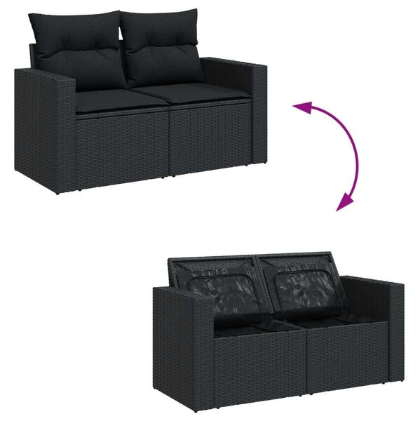 VidaXL Polyrattan Kerti Ülőgarnitúra - 10 részes - Fekete