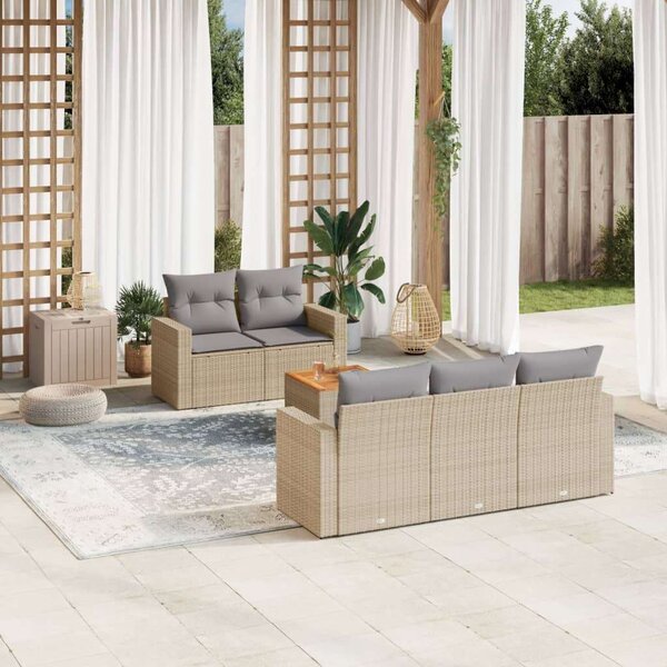 VidaXL Polyrattan Kerti Ülőgarnitúra - 6 részes - Bézs