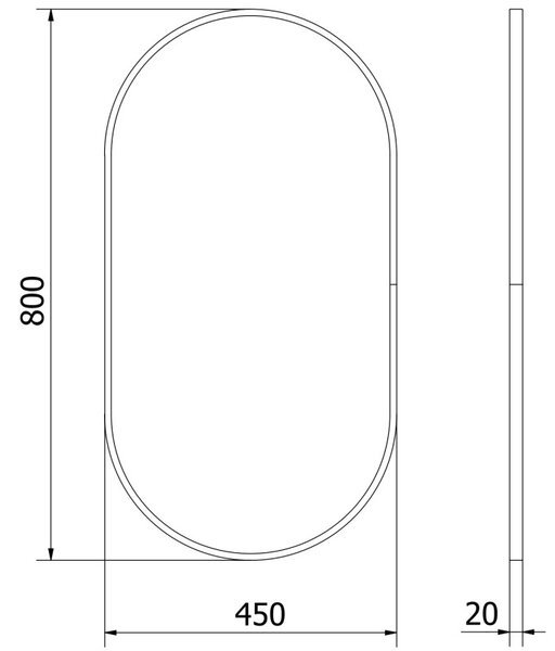 Mexen Loft ovális fürdőszobai tükör 80 x 45 cm, arany keret - 9851-080-045-000-50