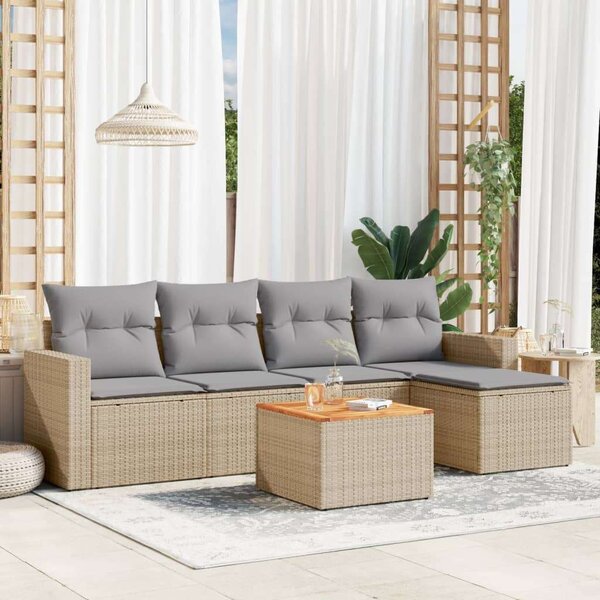 Polyrattan Kerti Ülőgarnitúra - 6 részes szett