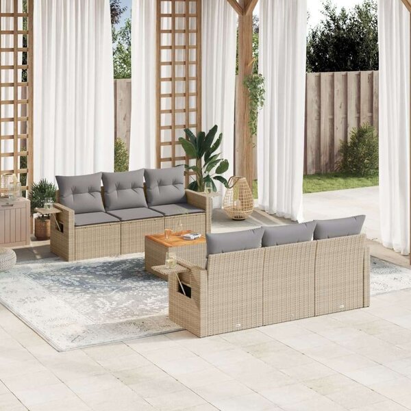 VidaXL Polyrattan Kerti Ülőgarnitúra - 7 részes - Bézs