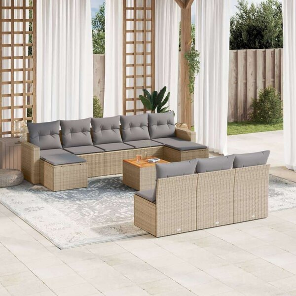 VidaXL Polyrattan Kerti Ülőgarnitúra - 11 részes - Bézs
