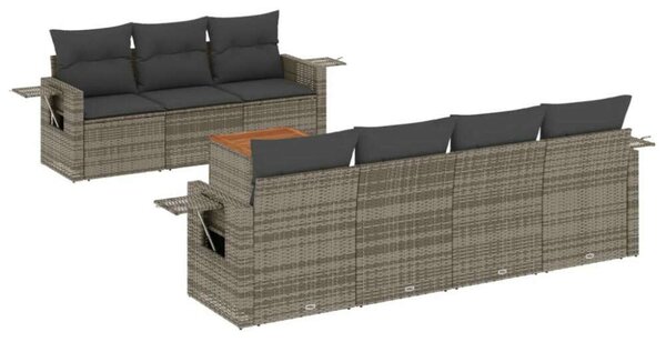 VidaXL Polyrattan Kerti Ülőgarnitúra - 8 részes - Szürke