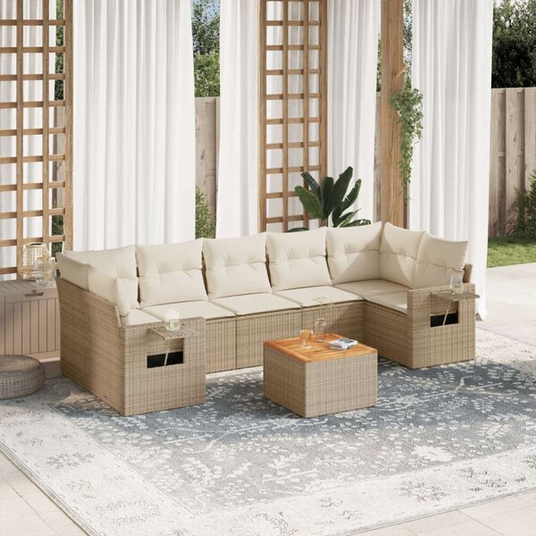 VidaXL Polyrattan Kerti Ülőgarnitúra - 8 részes - Bézs