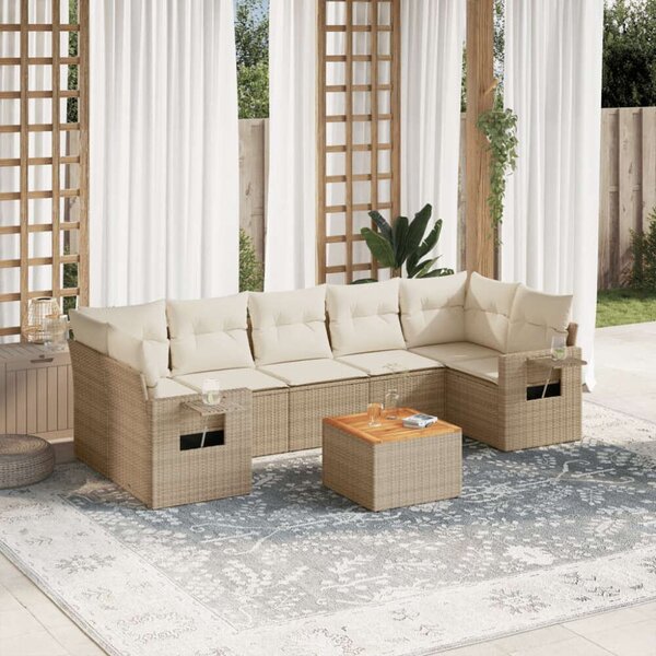 VidaXL Polyrattan Kerti Ülőgarnitúra - 8 részes - Bézs