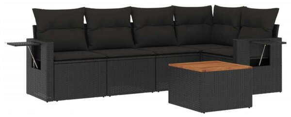 VidaXL Polyrattan Kerti Ülőgarnitúra - 6 részes - Fekete