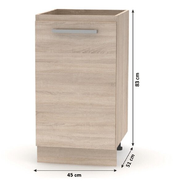 Alsószekrény 45 1DV, tölgy sonoma, NOVA PLUS NOPL-063-0S