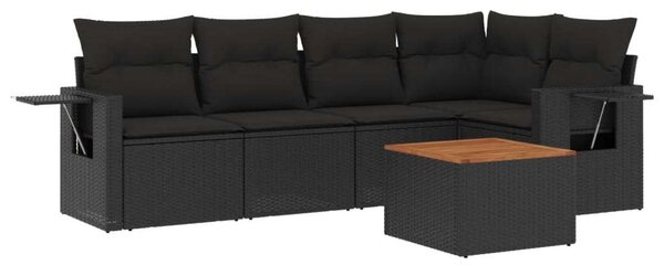 VidaXL Polyrattan Kerti Ülőgarnitúra - 6 részes - Fekete