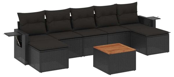 VidaXL 8 részes Kerti Ülőgarnitúra - Fekete Polyrattan