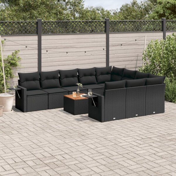 VidaXL Polyrattan Kerti Ülőgarnitúra - 11 részes - Fekete