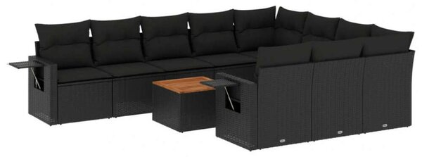 VidaXL Polyrattan Kerti Ülőgarnitúra - 11 részes - Fekete
