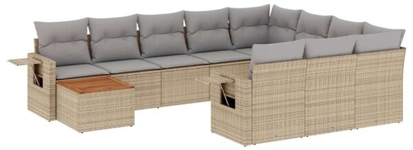 VidaXL 11 részes bézs polyrattan kerti ülőgarnitúra párnákkal