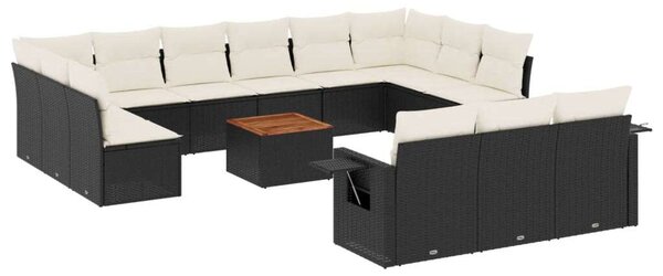VidaXL Polyrattan Kerti Ülőgarnitúra - 14 részes - Fekete