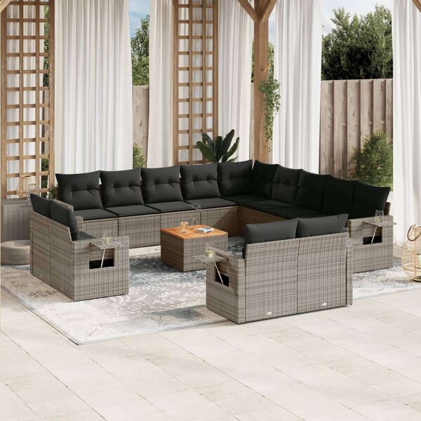 VidaXL Polyrattan Kerti Ülőgarnitúra - 14 részes - Szürke