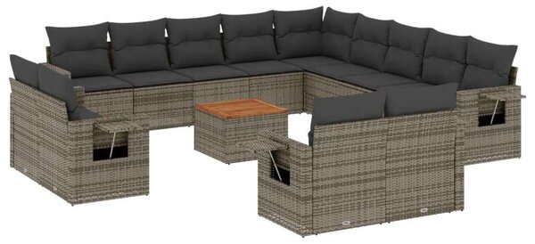 VidaXL Polyrattan Kerti Ülőgarnitúra - 14 részes - Szürke