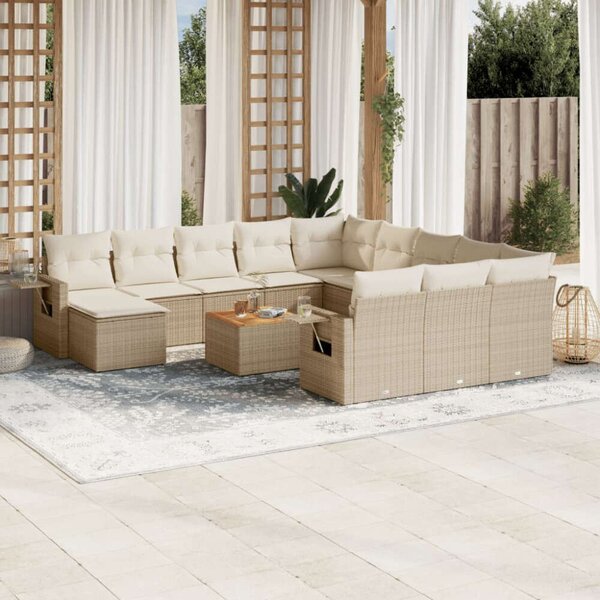 VidaXL Polyrattan Kerti Ülőgarnitúra - 13 részes - Bézs