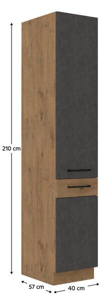 Magas szekrény, szürke matt/tölgy lancelot, VEGA 40 DK-210 2F