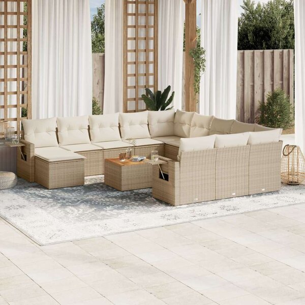 VidaXL Polyrattan Kerti Ülőgarnitúra - 13 részes - Bézs