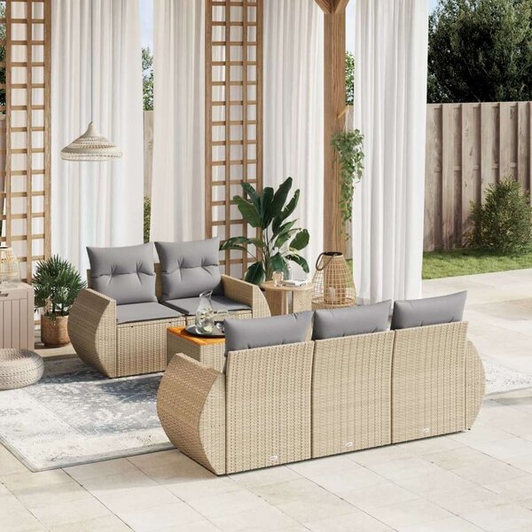 VidaXL Polyrattan Kerti Ülőgarnitúra - 6 részes - Bézs