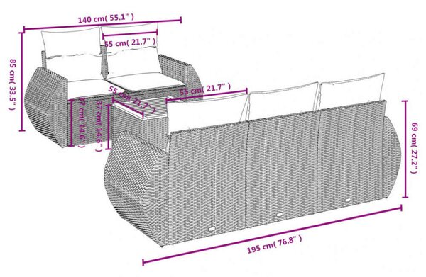 VidaXL Polyrattan Kerti Ülőgarnitúra - 6 részes - Bézs