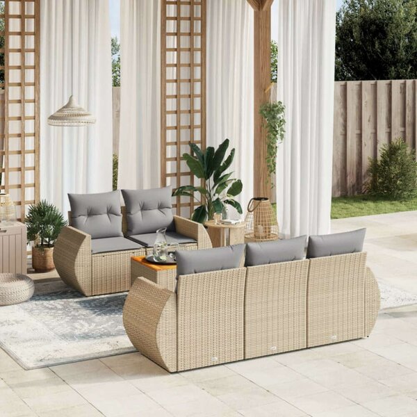 VidaXL Polyrattan Kerti Ülőgarnitúra - 6 részes - Bézs