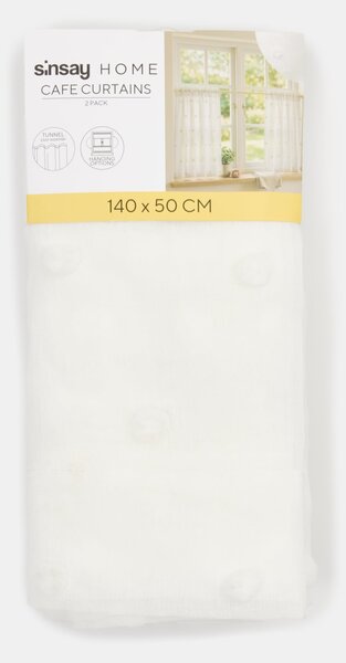 Sinsay - Függöny szett bújtatóval és tűzött pomponokkal 2 pack - fehér