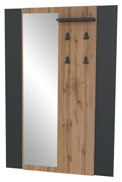 Fogas panel tükörrel, wotan tölgy/fekete, AMONI