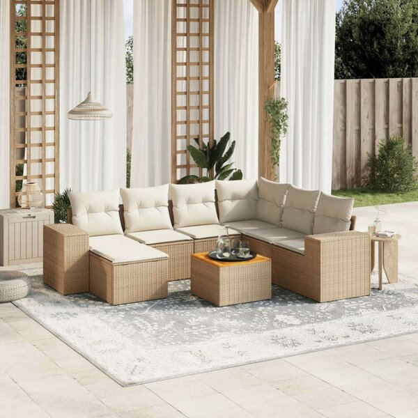 VidaXL Polyrattan Kerti Ülőgarnitúra - 8 részes - Bézs