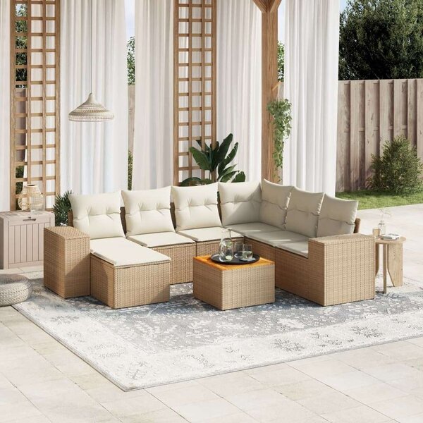 VidaXL Polyrattan Kerti Ülőgarnitúra - 8 részes - Bézs