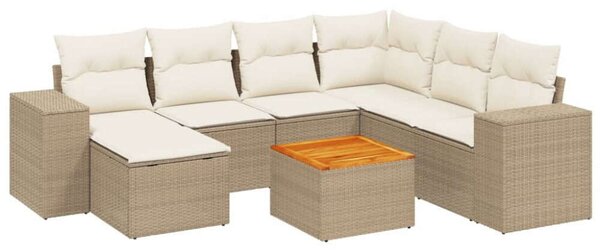 VidaXL Polyrattan Kerti Ülőgarnitúra - 8 részes - Bézs