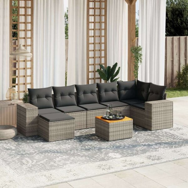 VidaXL Polyrattan Kerti Ülőgarnitúra - 8 részes - Szürke