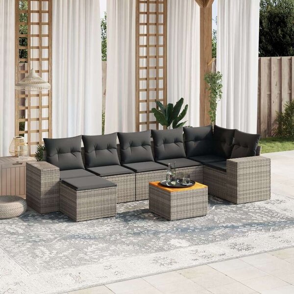 VidaXL Polyrattan Kerti Ülőgarnitúra - 8 részes - Szürke