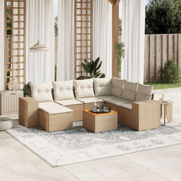 VidaXL Polyrattan Kerti Ülőgarnitúra - 8 részes - Bézs