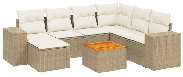 VidaXL Polyrattan Kerti Ülőgarnitúra - 8 részes - Bézs