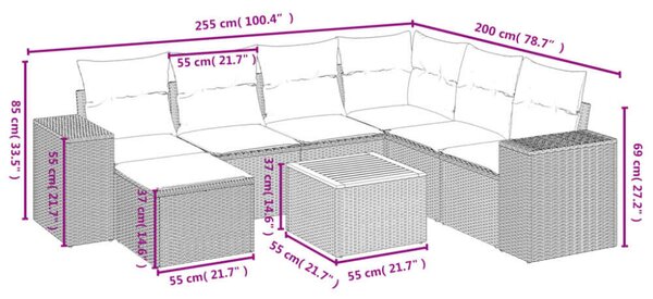 VidaXL Polyrattan Kerti Ülőgarnitúra - 8 részes - Bézs
