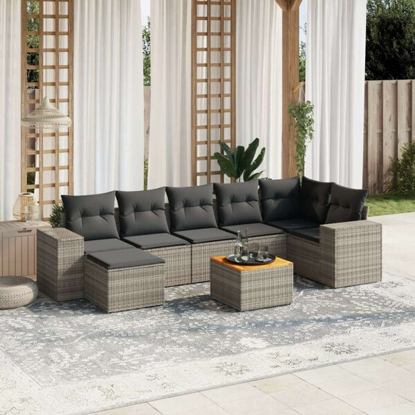 VidaXL Polyrattan Kerti Ülőgarnitúra - 8 részes - Szürke