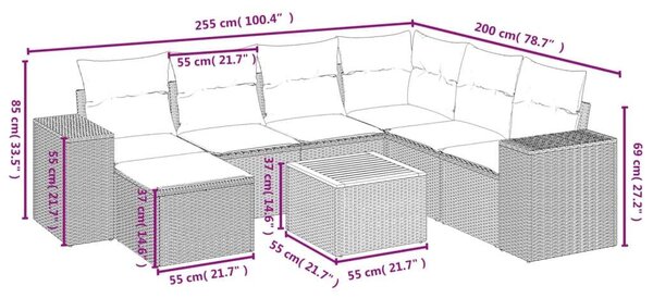 VidaXL Polyrattan Kerti Ülőgarnitúra - 8 részes
