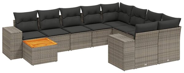 Polyrattan Kerti Ülőgarnitúra - 10 részes - Szürke