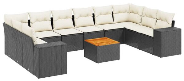 VidaXL Polyrattan Kerti Ülőgarnitúra - 11 részes - Fekete