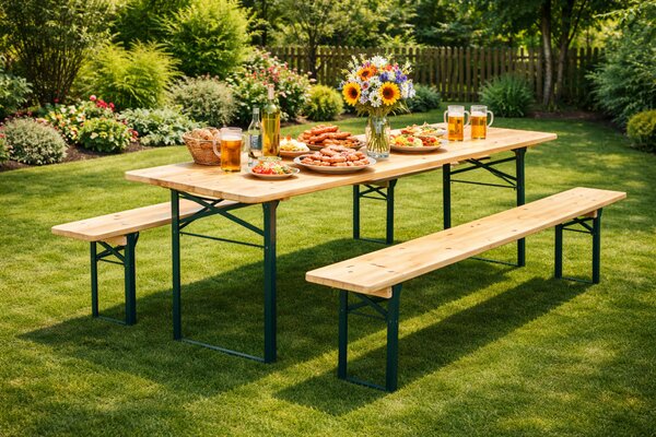 SZETT: Party sátor 6x12 m PREMIUM – sátor + sörpad szettek szín zöld-fehér