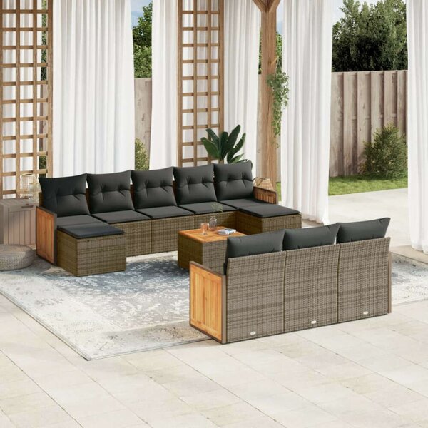 VidaXL Polyrattan Kerti Ülőgarnitúra - 11 részes - Szürke