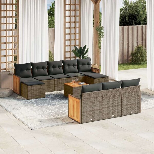 VidaXL Polyrattan Kerti Ülőgarnitúra - 11 részes - Szürke