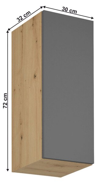 Felső szekrény, artisan tölgy/szürke matt, univerzális, LANGEN G30