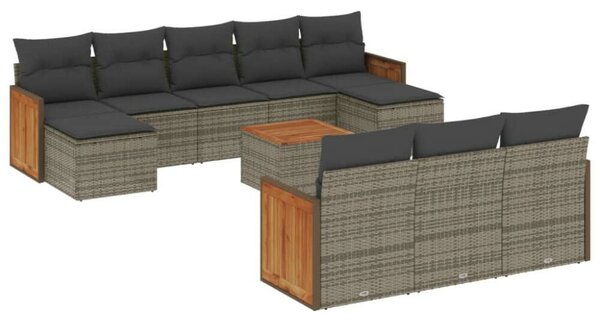 VidaXL Polyrattan Kerti Ülőgarnitúra - 11 részes - Szürke