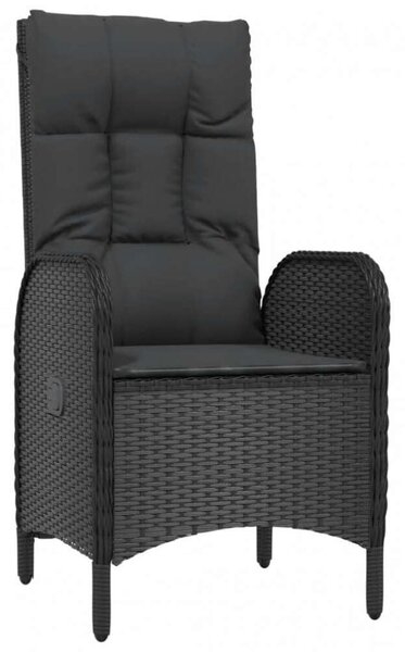 VidaXL 7 részes fekete polyrattan kerti étkezőgarnitúra párnával