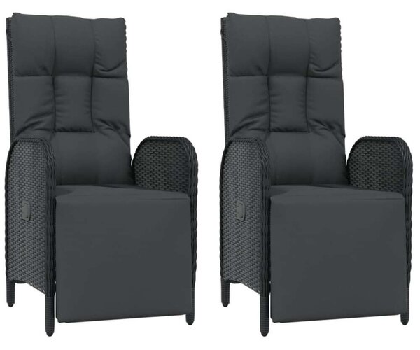 VidaXL 7 részes fekete polyrattan kerti étkezőgarnitúra párnával