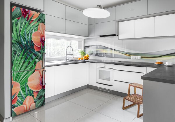Hűtő matrica Orchid és pálmák