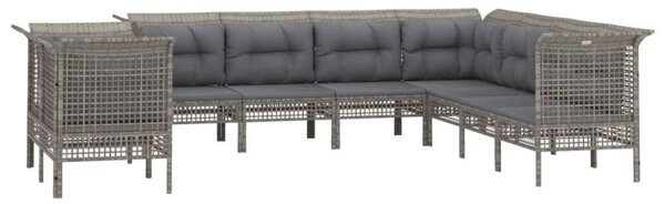Polyrattan Kerti Ülőgarnitúra - 9 részes - Szürke