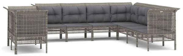 Polyrattan Kerti Ülőgarnitúra - 9 részes - Szürke