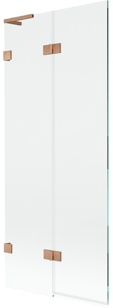 Mexen Lunar L, kétszárnyú kádparaván bal oldali 80 x 150 cm, átlátszó üveg, matt réz, 897L-080-100-65-00-L